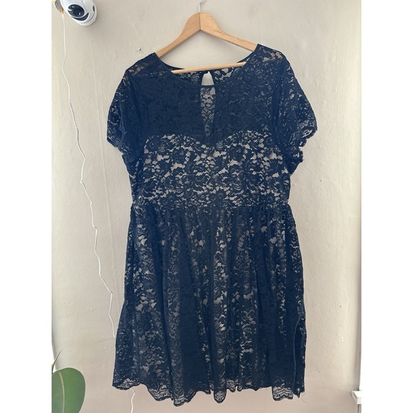 torrid Dresses & Skirts - Torrid Womens Lace Skater Dress Sz 2X Black Cocktail Feminine Goth Dark Academia